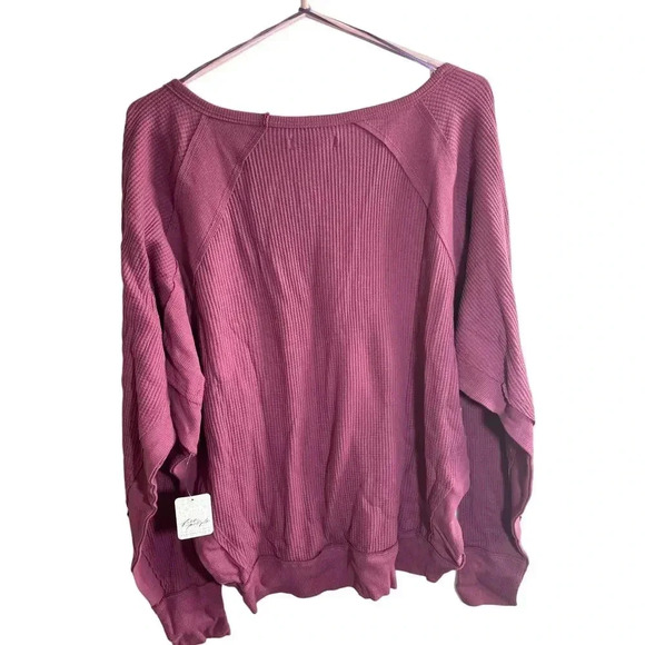 Free People Santa Clara Thermal Waffle Knit Small NEW with tags Mulberry - Picture 2 of 10